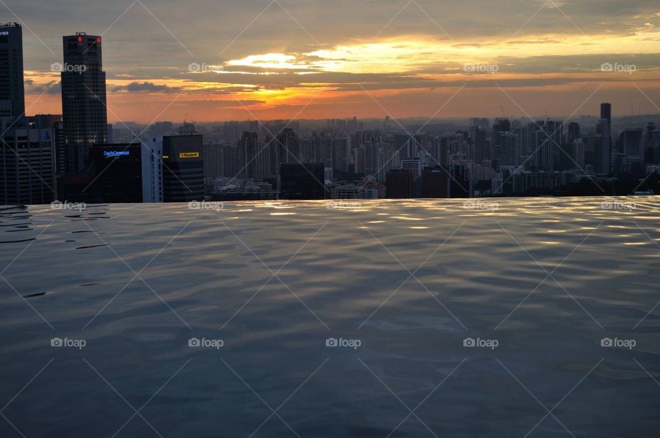 View from the Infinity pool at the top of Marina Bay Sands Singapore