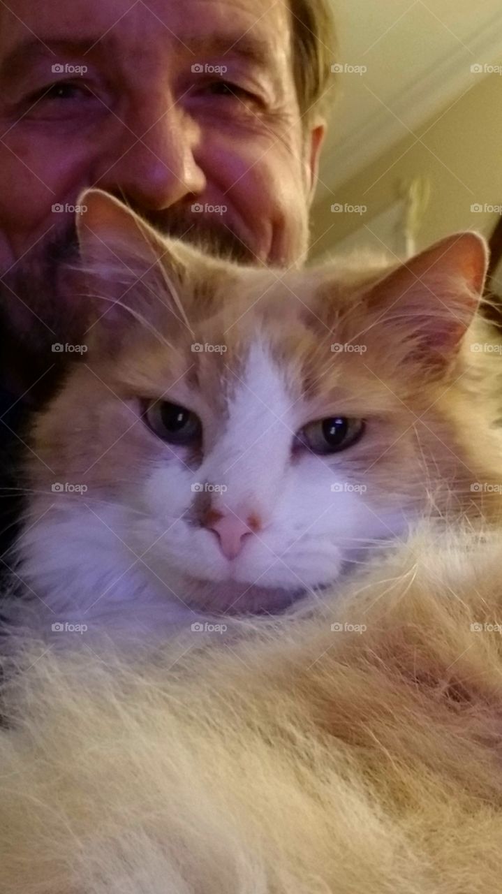 Selfie: Man and his Cat