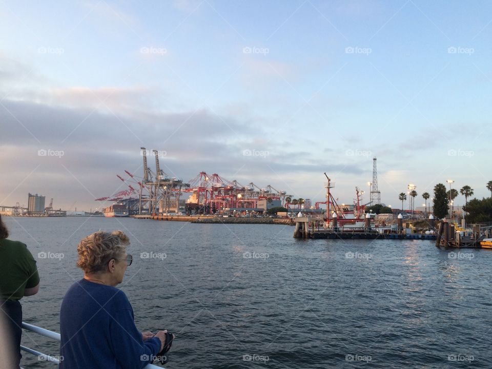 Port of Long Beach cranes and cargo 