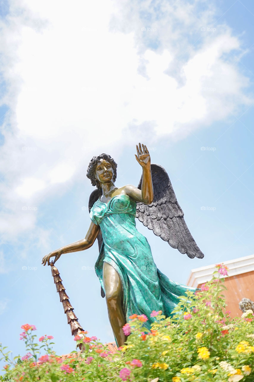 Bronze angel statue in the central park