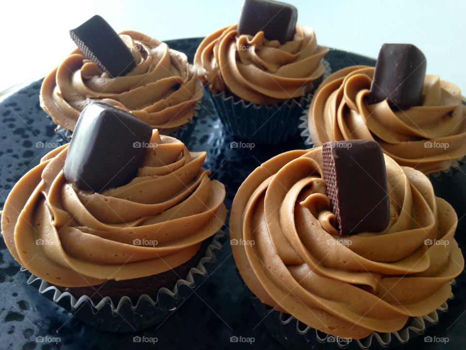 Chocolate cupcake with caramel frosting 