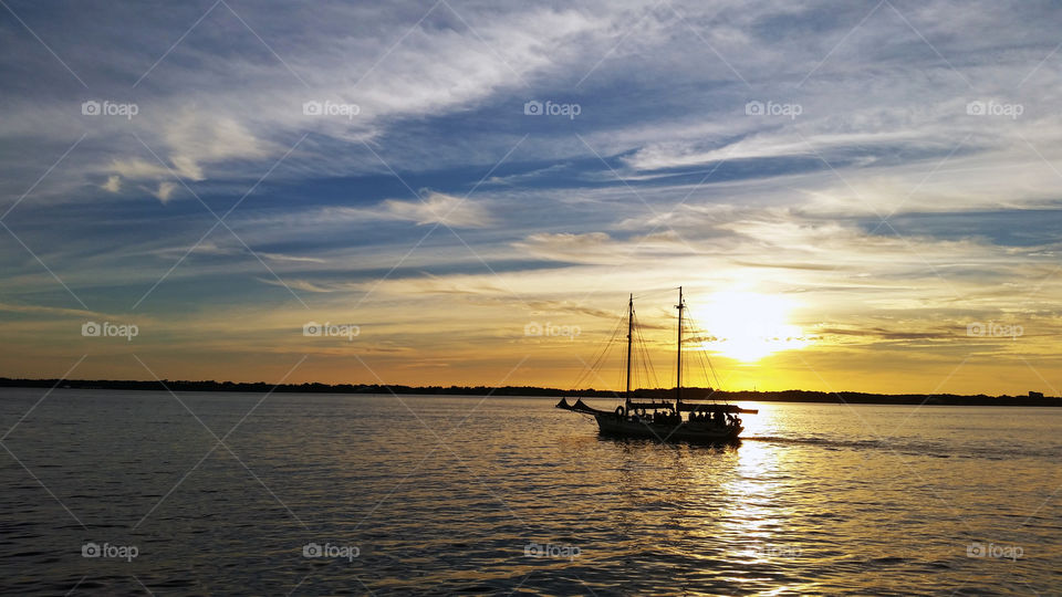 sailing at sunset