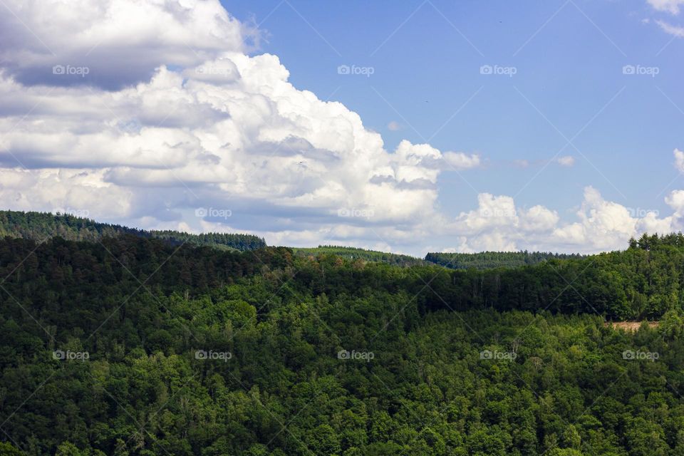 a landscape portrait of the hills and a forest near the semois in the belgian ardennes.