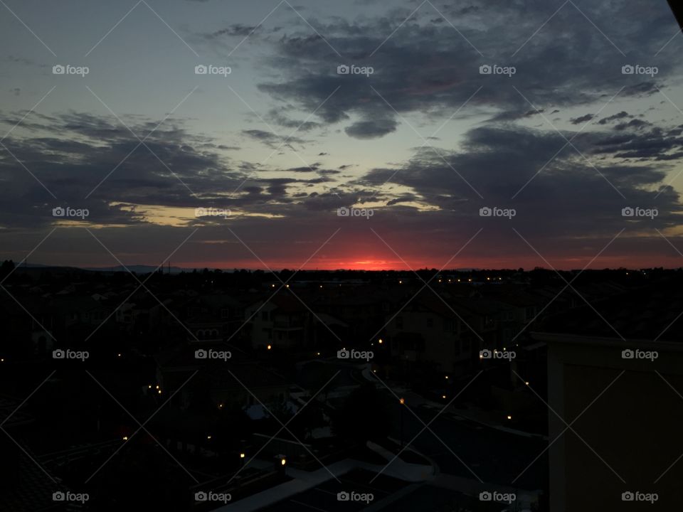 Red twilight. Thanks to dust and pollution for colorful dusk