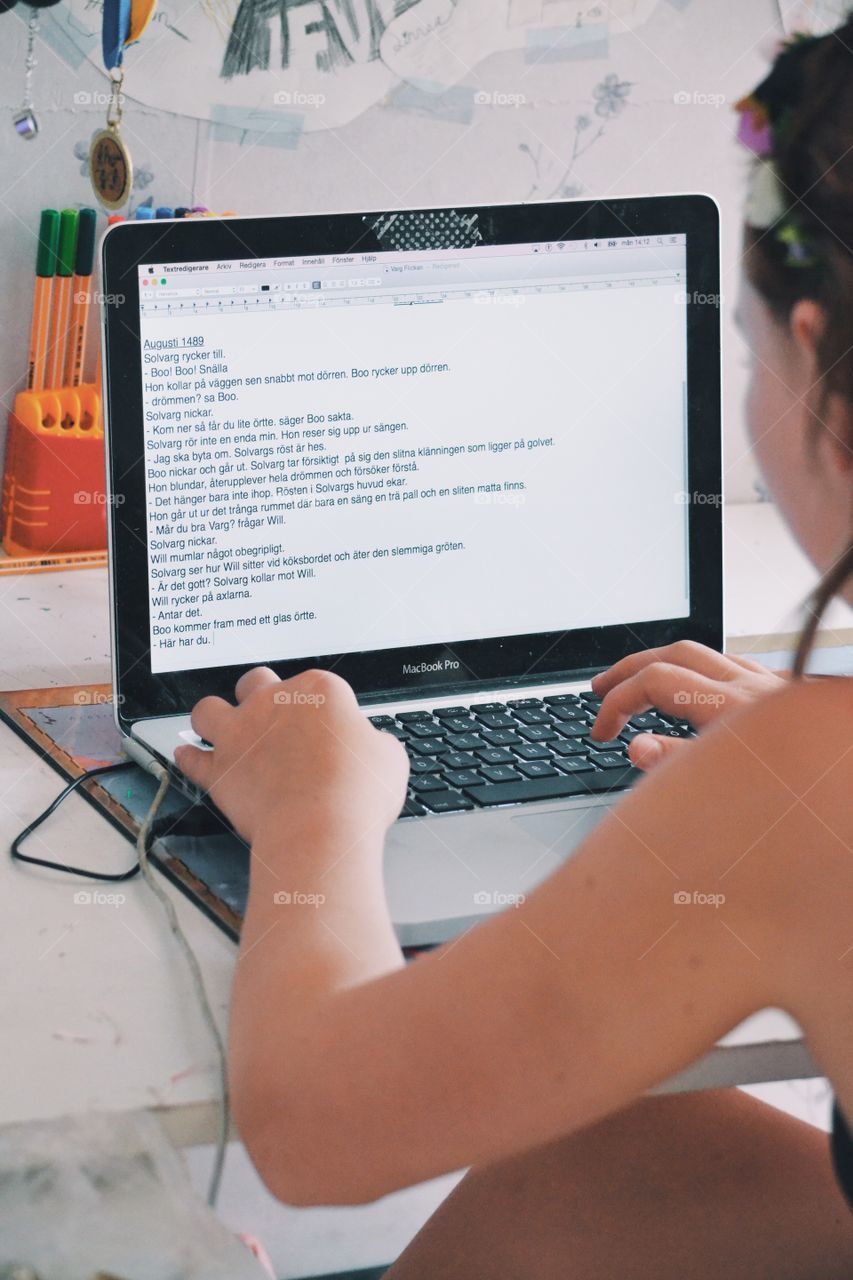 Girl using her computer