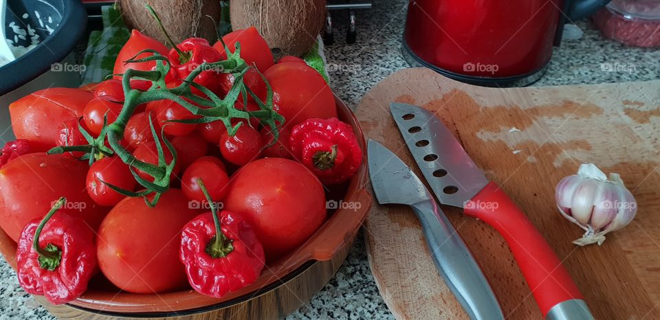 Fresh Tomatoes and chilies