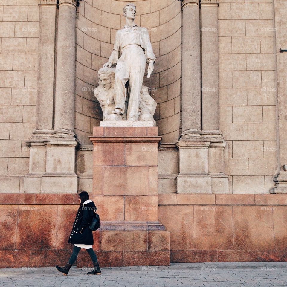 Woman walking on the street