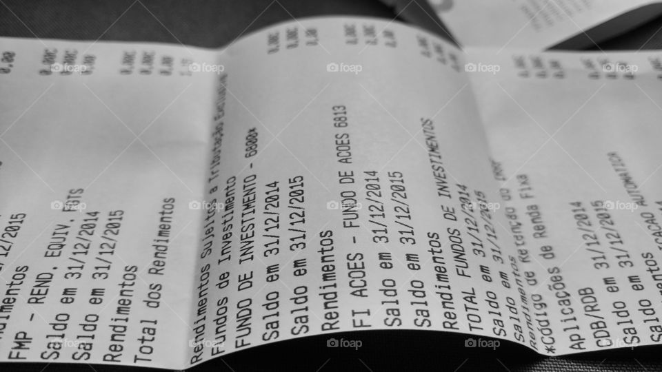 Extrato bancário.