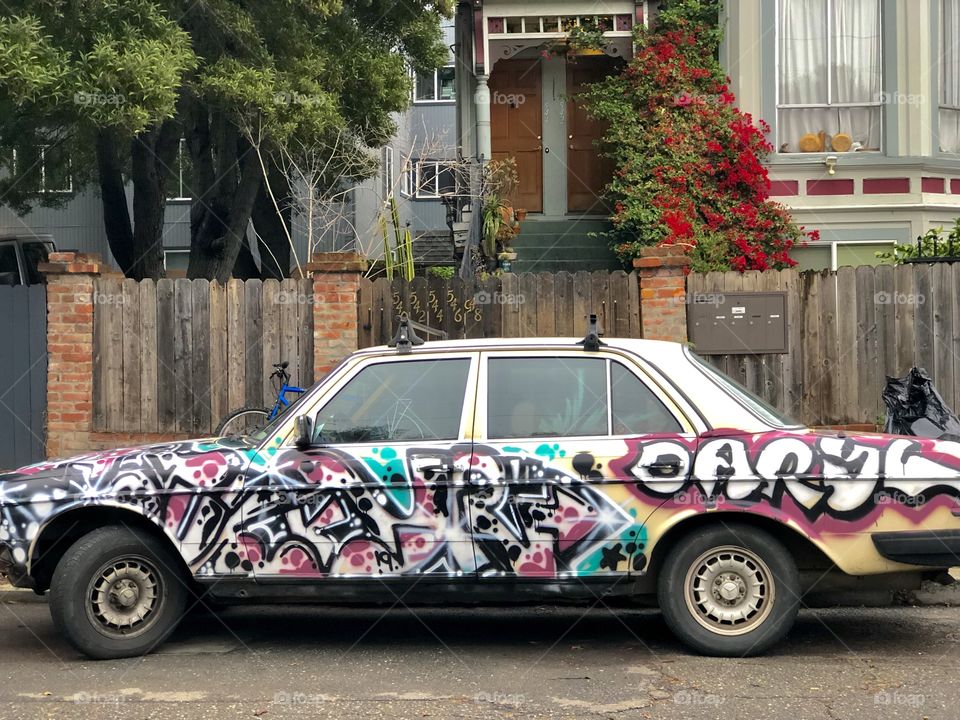 Graffiti CAR in Oakland California 