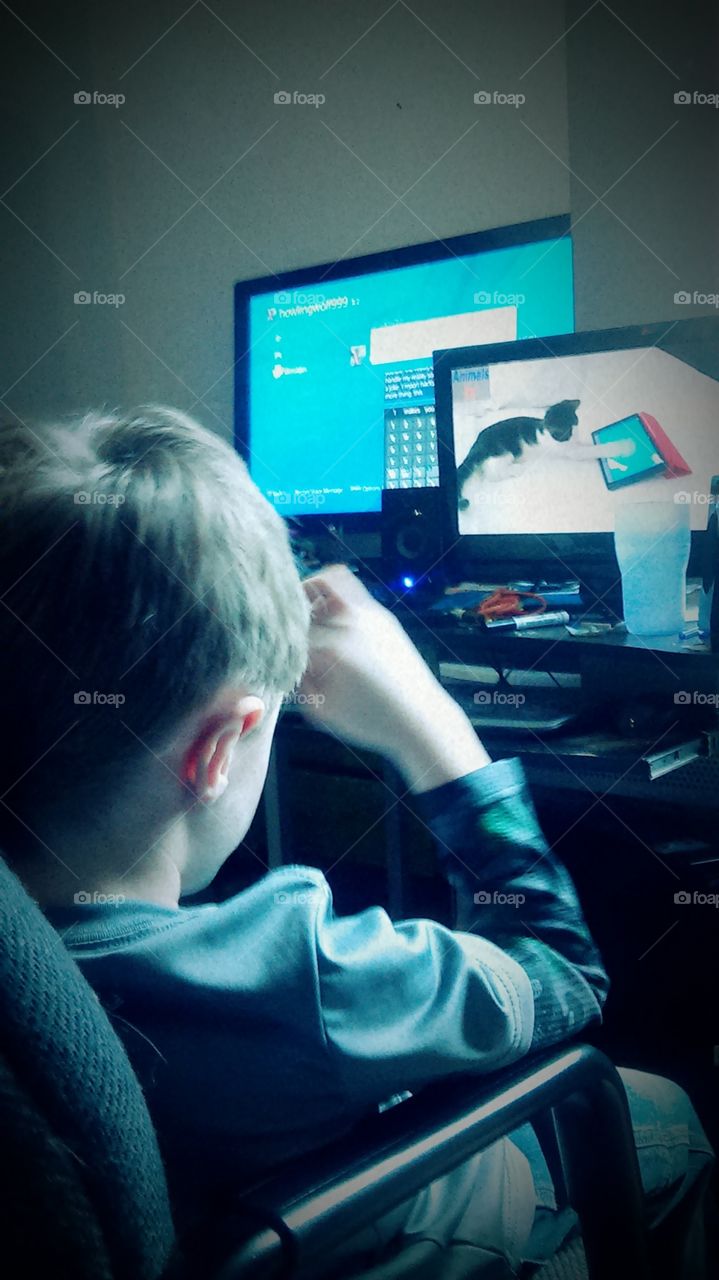 lazy day boy watching tv