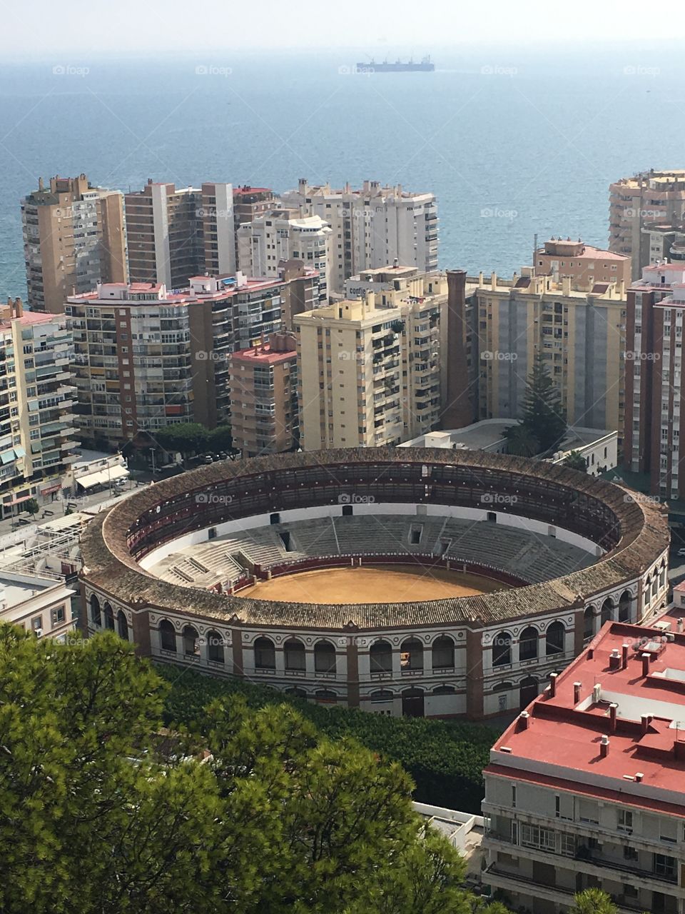 A nice overlook of a stadium in Málaga, Spain