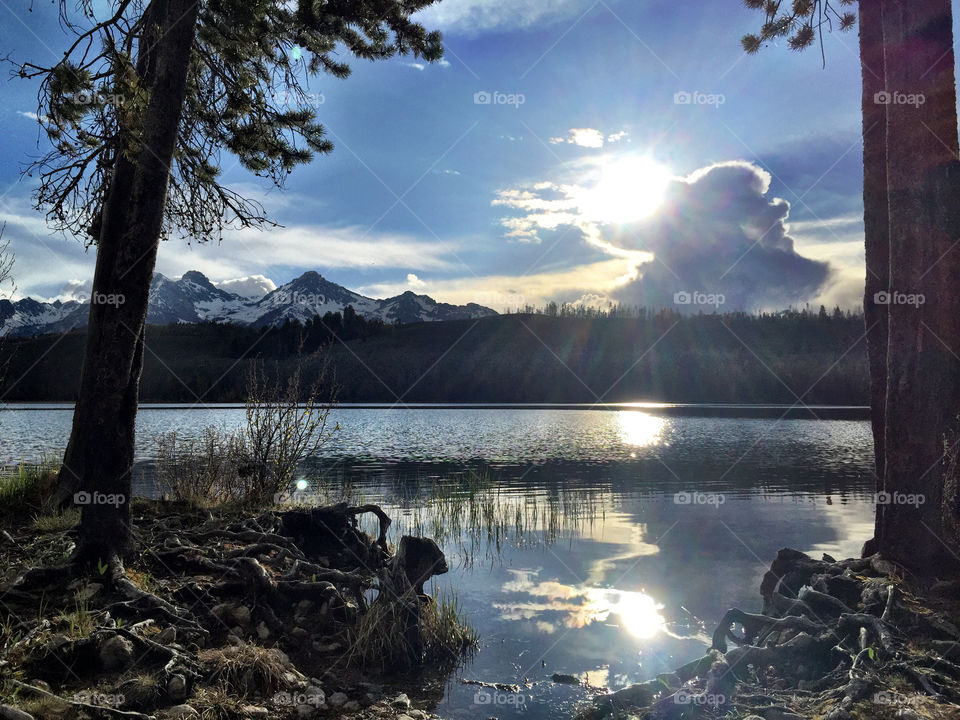 Sunset on little redfish Lake Idaho
