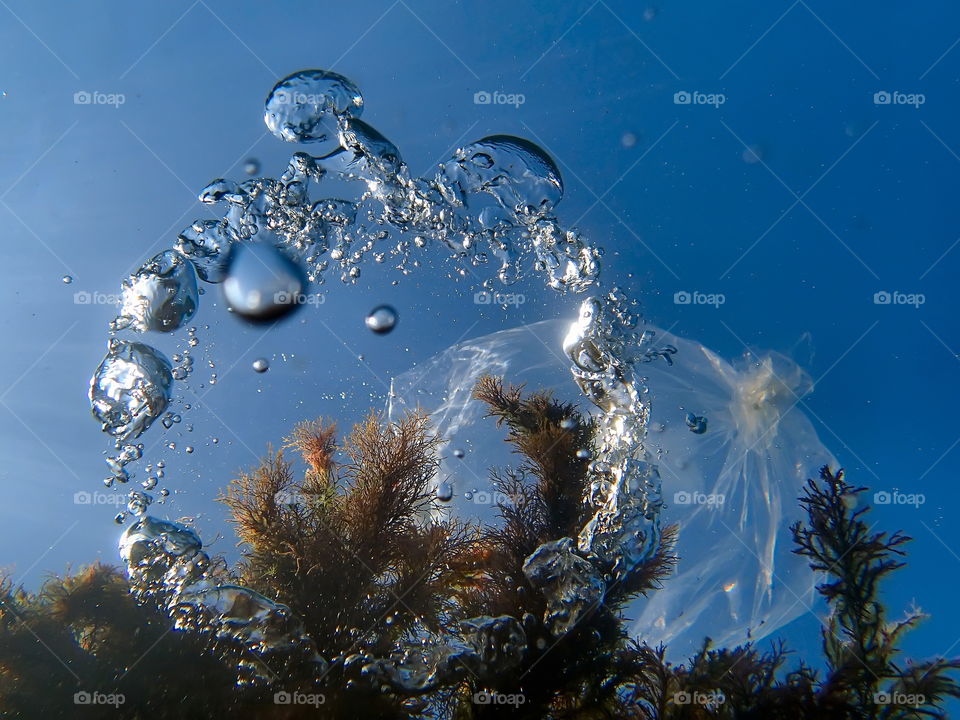 underwater plastic bag UFO mystical bubbles