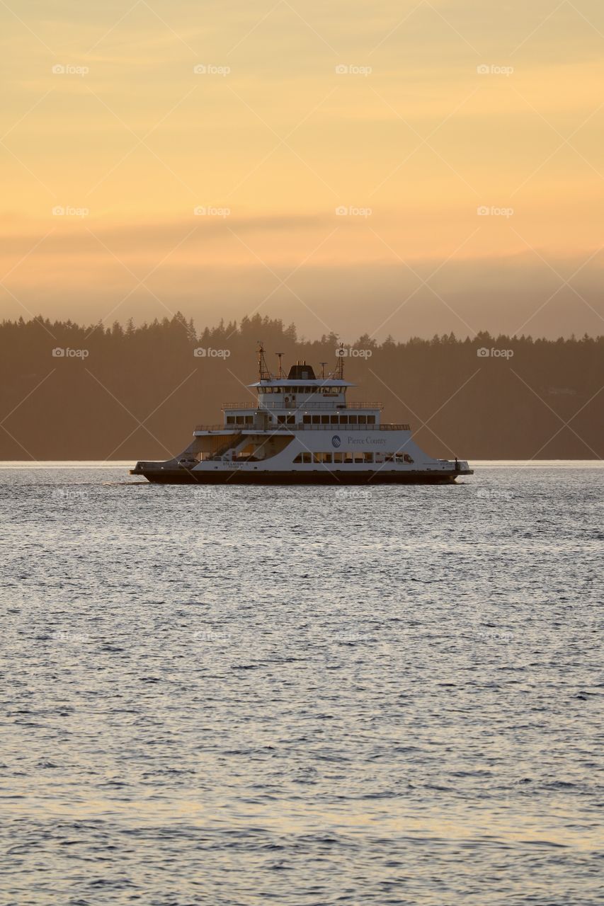 Ferry at sunset