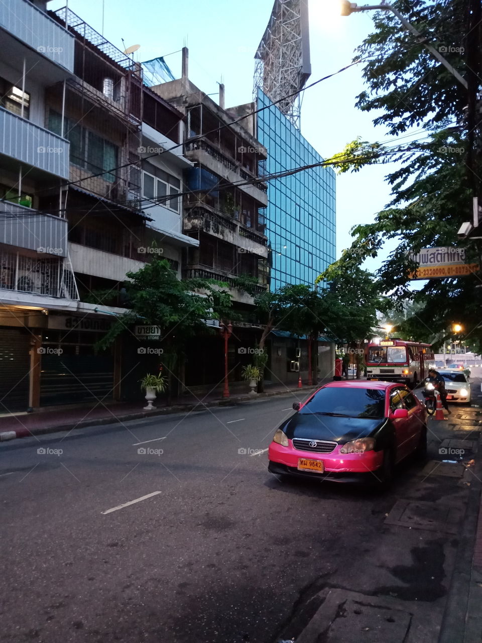 The street to China town of Thailand in the evening