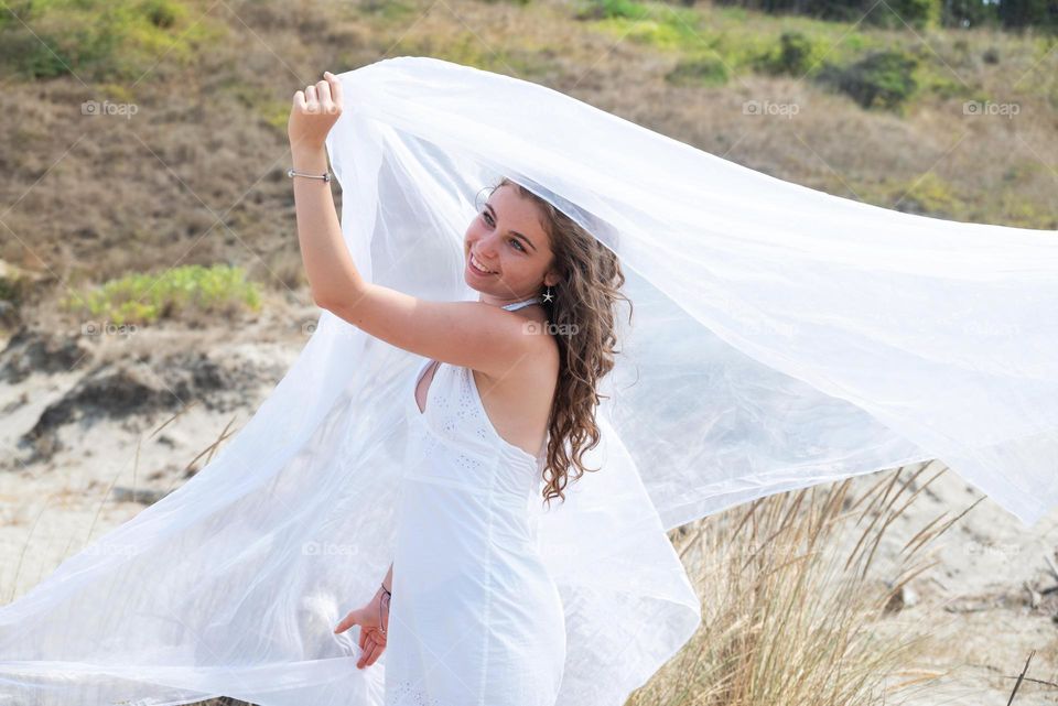 Summer Vibes, Portrait of Beautiful Young Girl on the beach