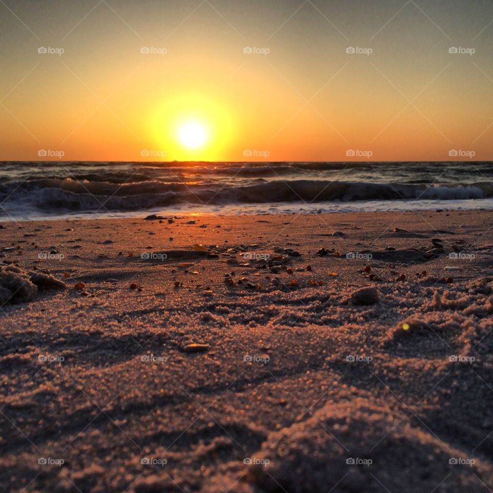 Naples beach at sunset 