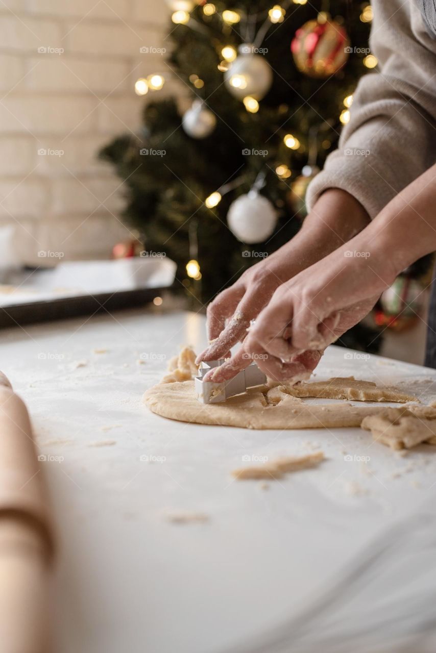 woman making cookies