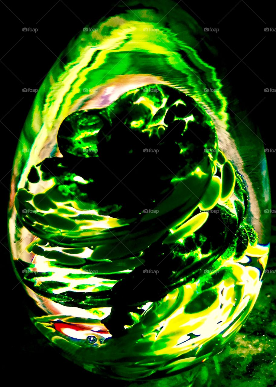 Green marbled glass egg