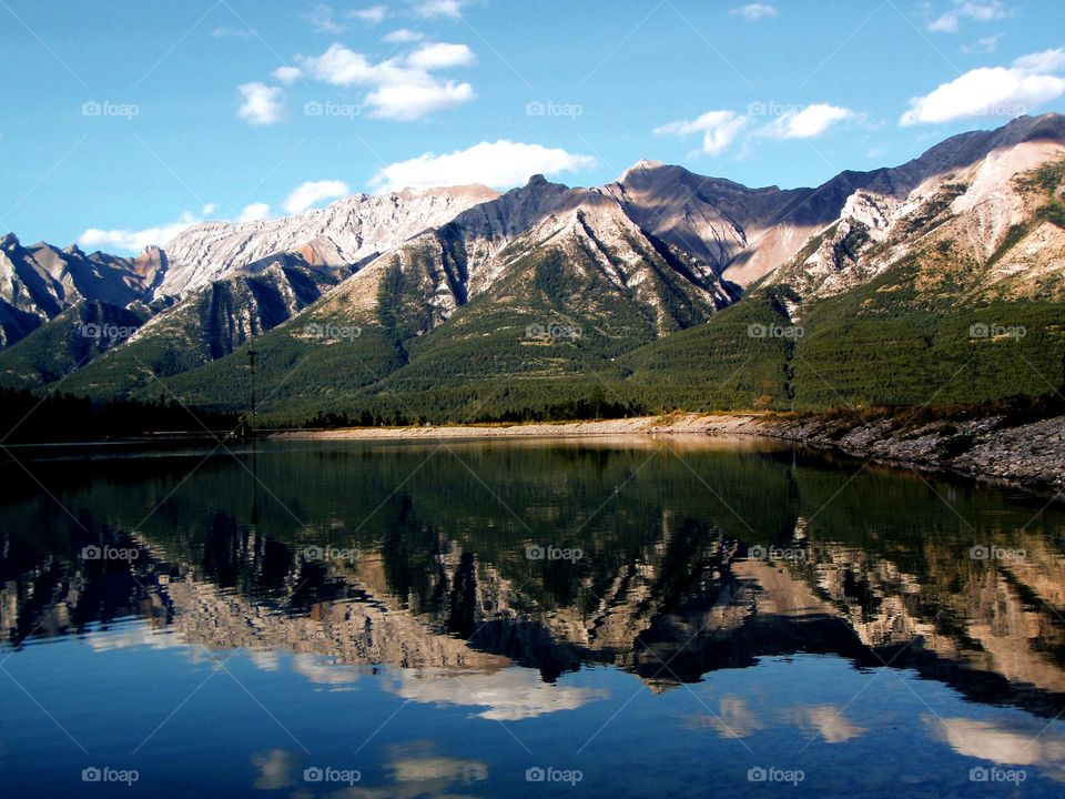 Canmore Mountain reflection on the lake