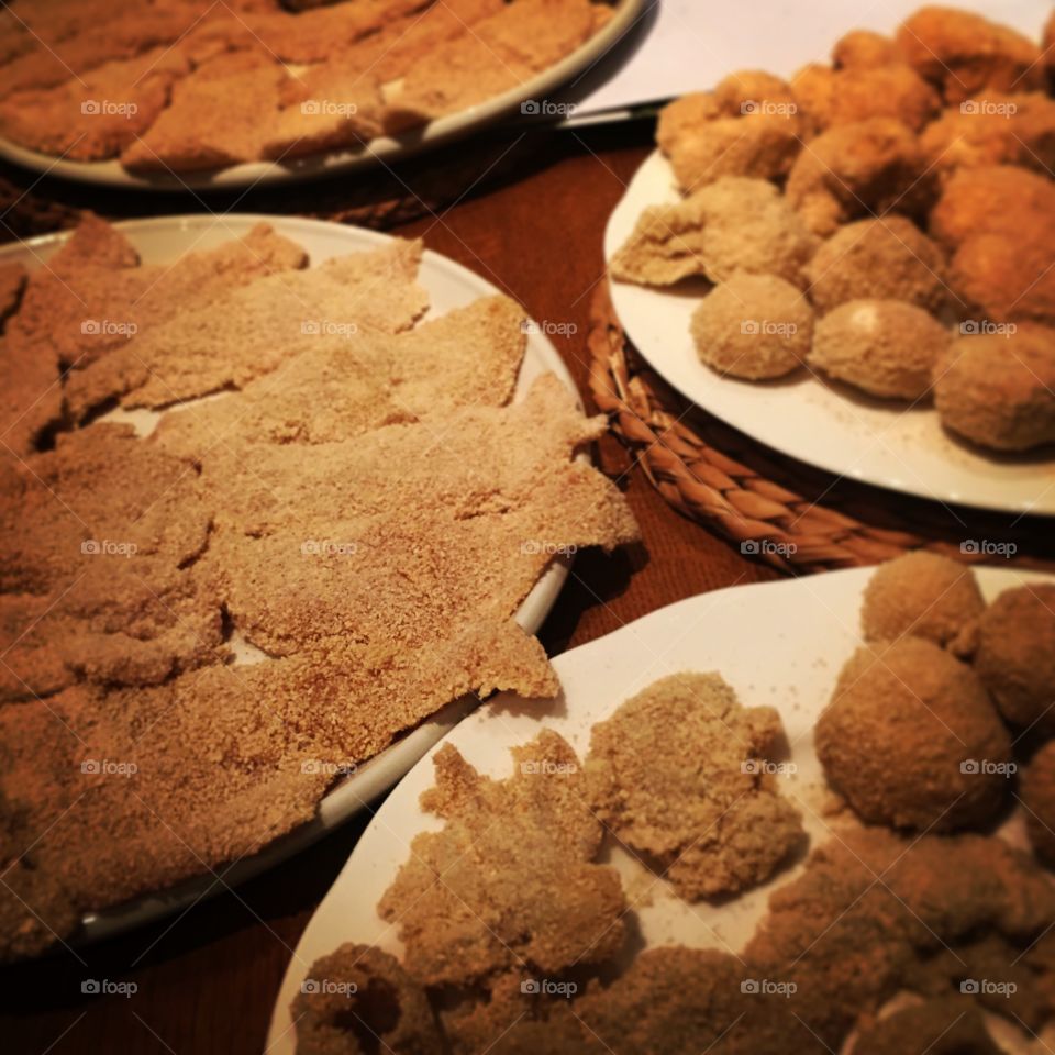 Freshly prepared schnitzel