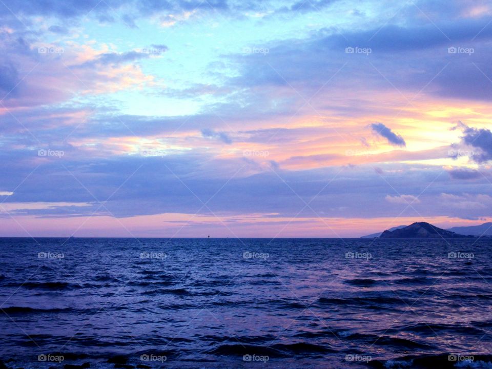 The sea of Gulf of Naples ( Italy ) at Bagnoli.