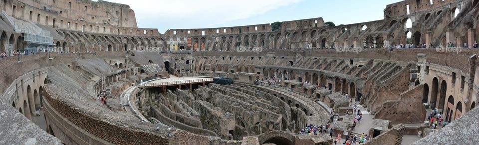 Panoramic view of Colloseum in Rome, Italy