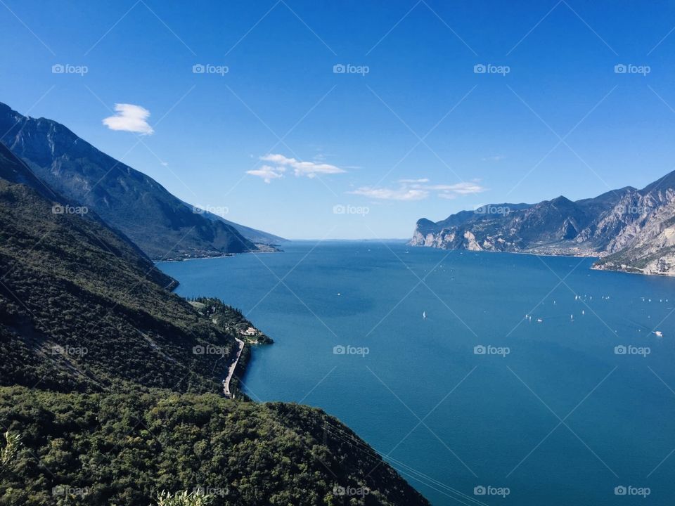 View of the northern part of the Garda Lake seen from the high part of Torbole