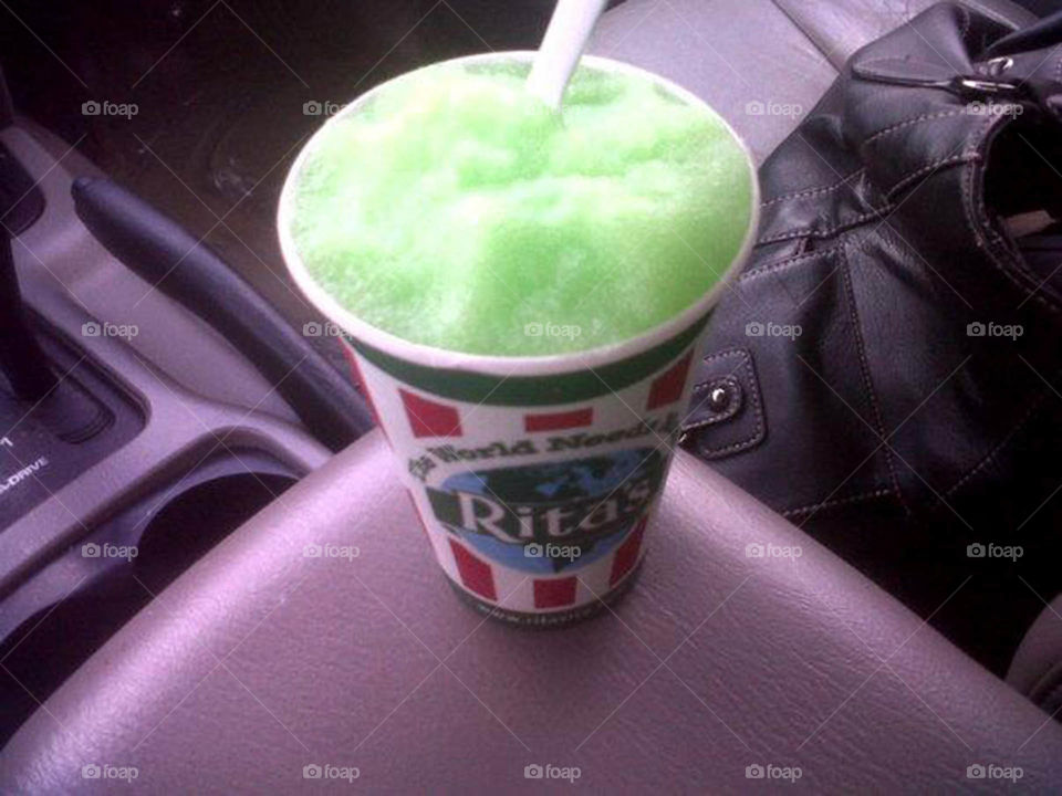 Rita's Italian ice. Green apple Italian ice on a hot summer day
