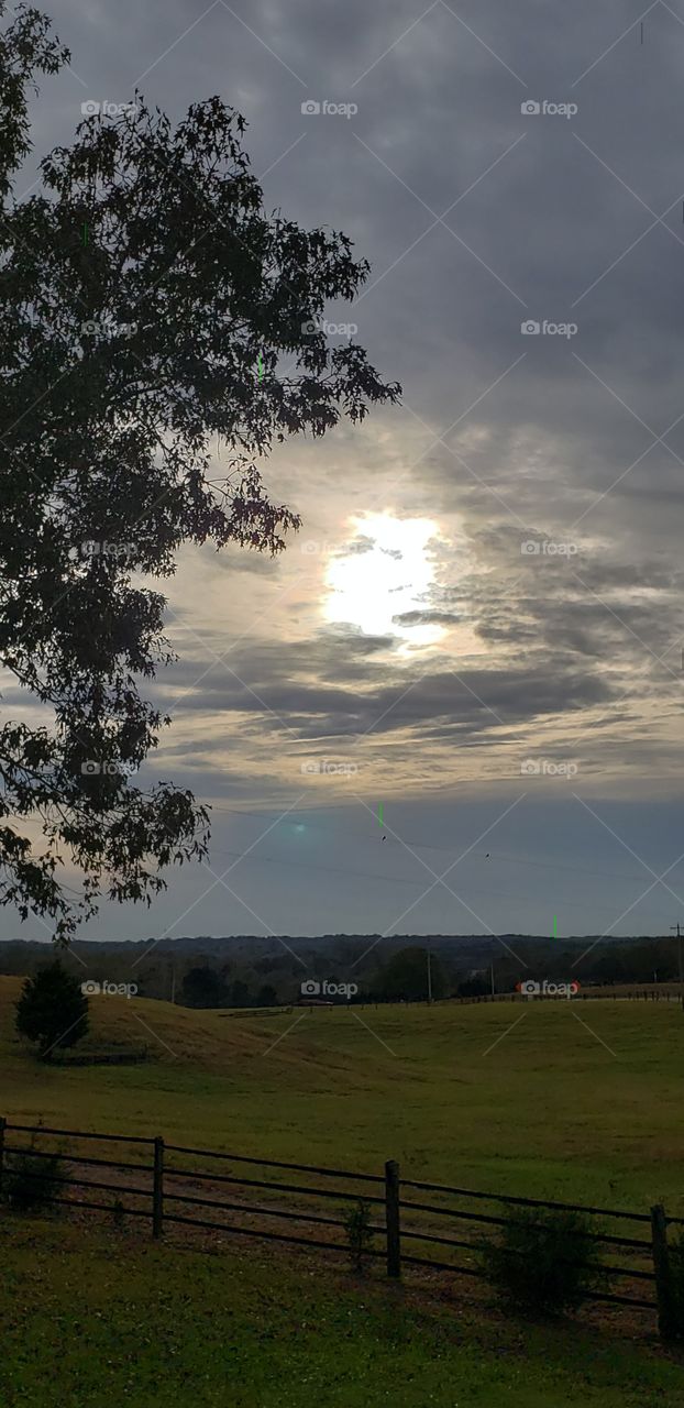 sunset over the farm