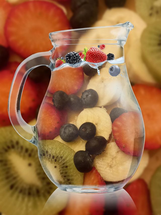 jug of glass and fruit