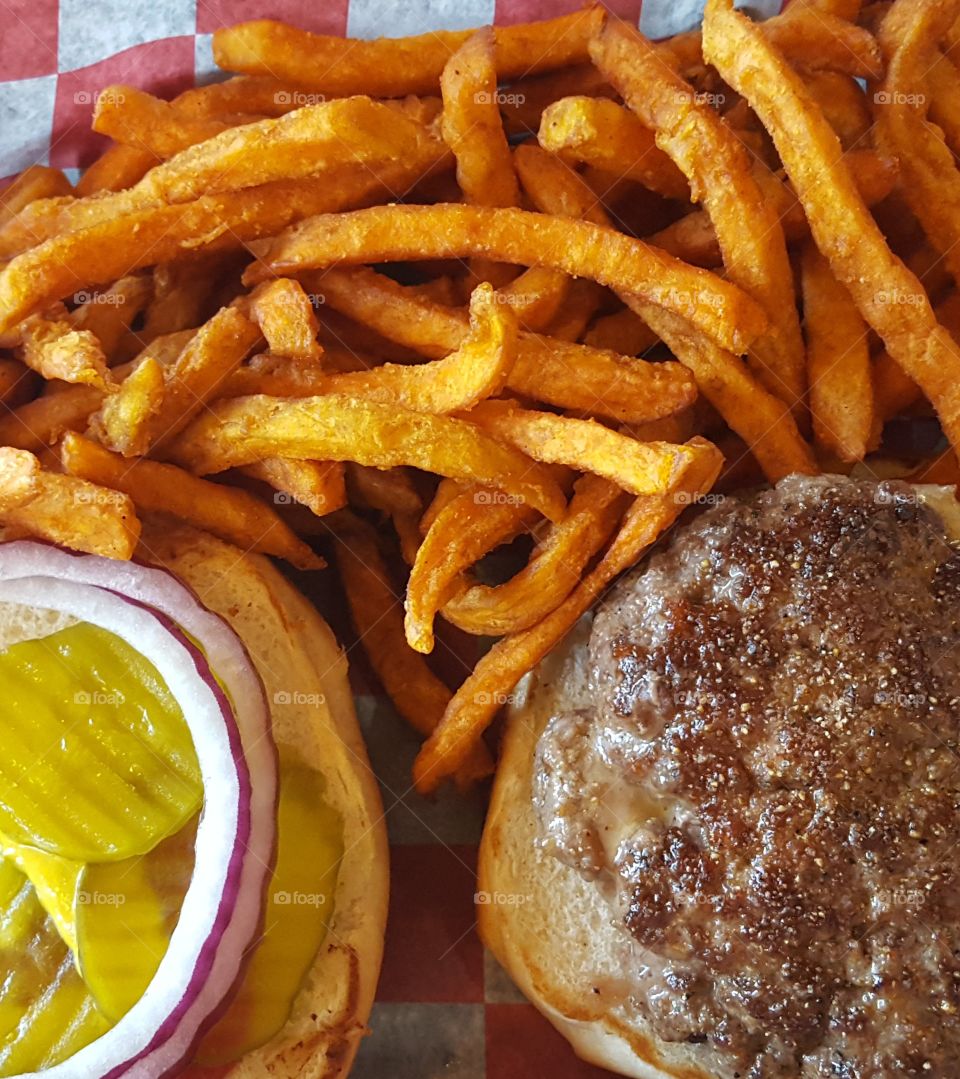 Burger and fries
