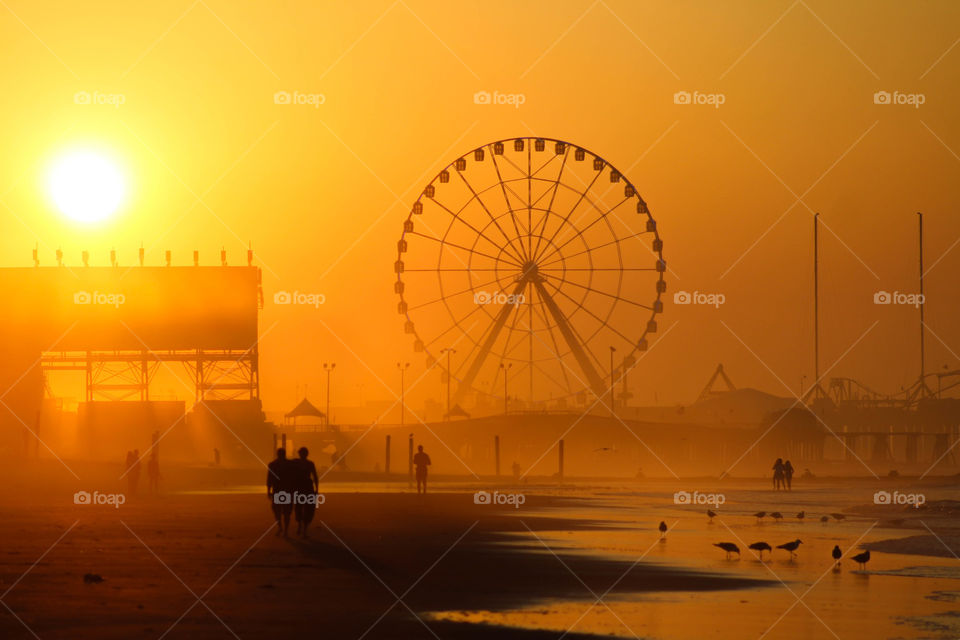 hazy morning sunrise in Atlantic City