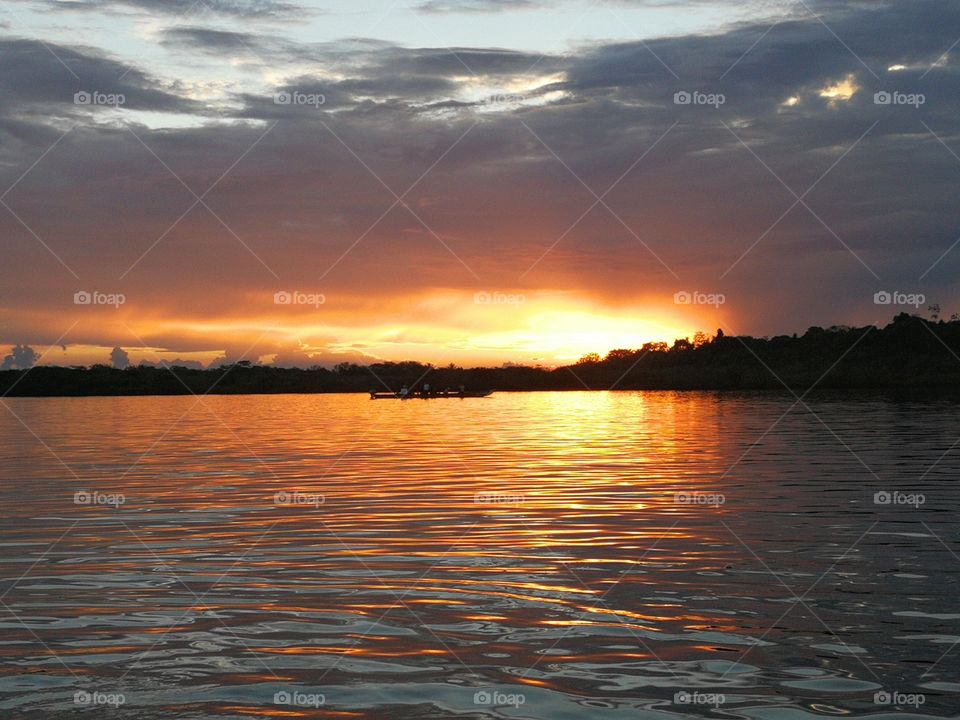 Orange sunset in the Amazon