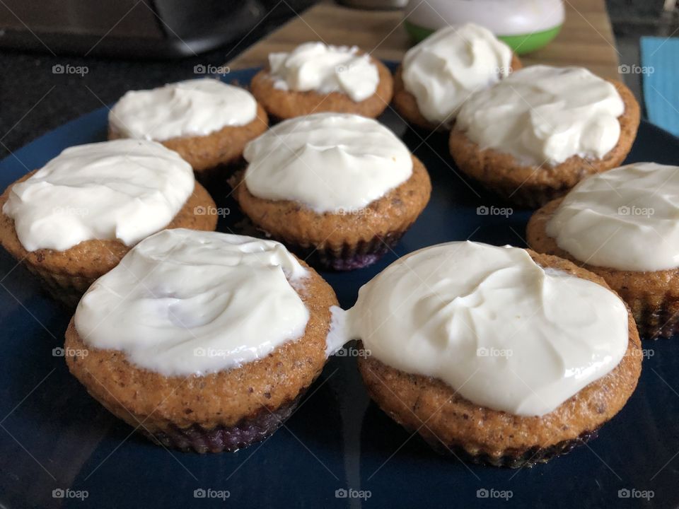 Delicious Cupcakes with Yogurt Topping