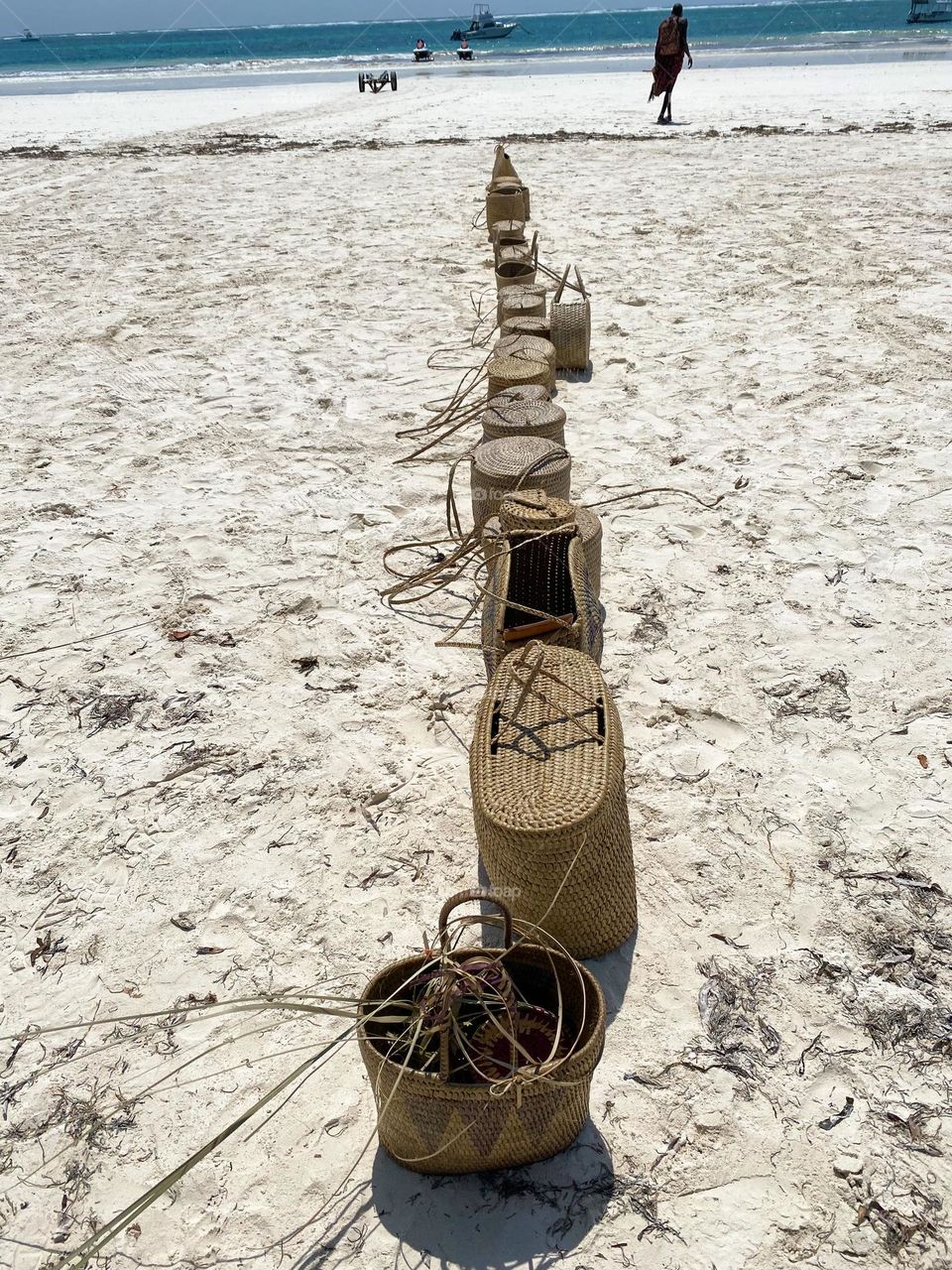 Crafted baskets at the beach