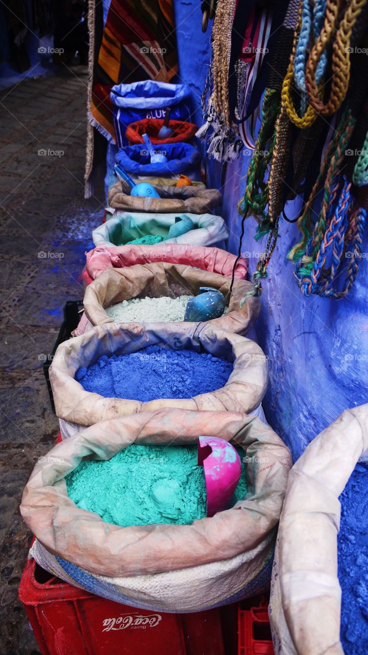 Color powder in Fez market