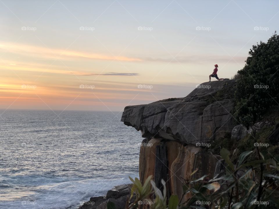Early Monday yoga on the cliff edge