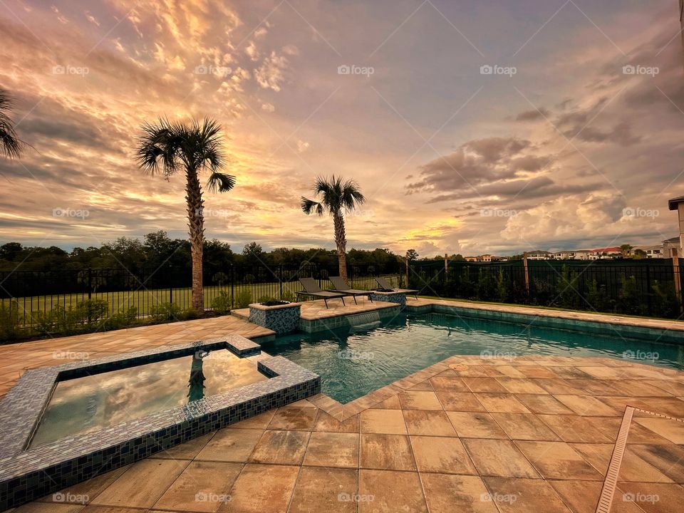 Pool sunset 