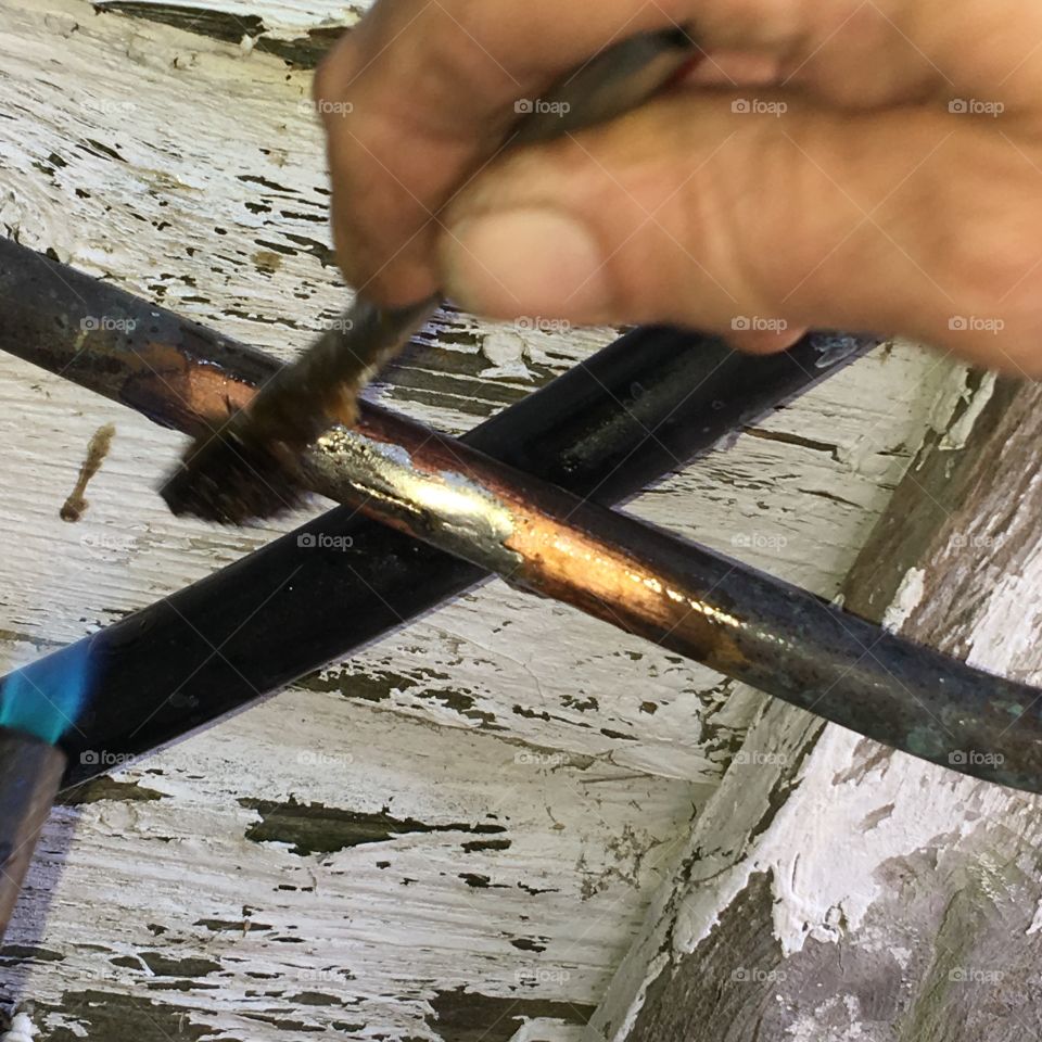 Fixing split in pipe so won't leak.