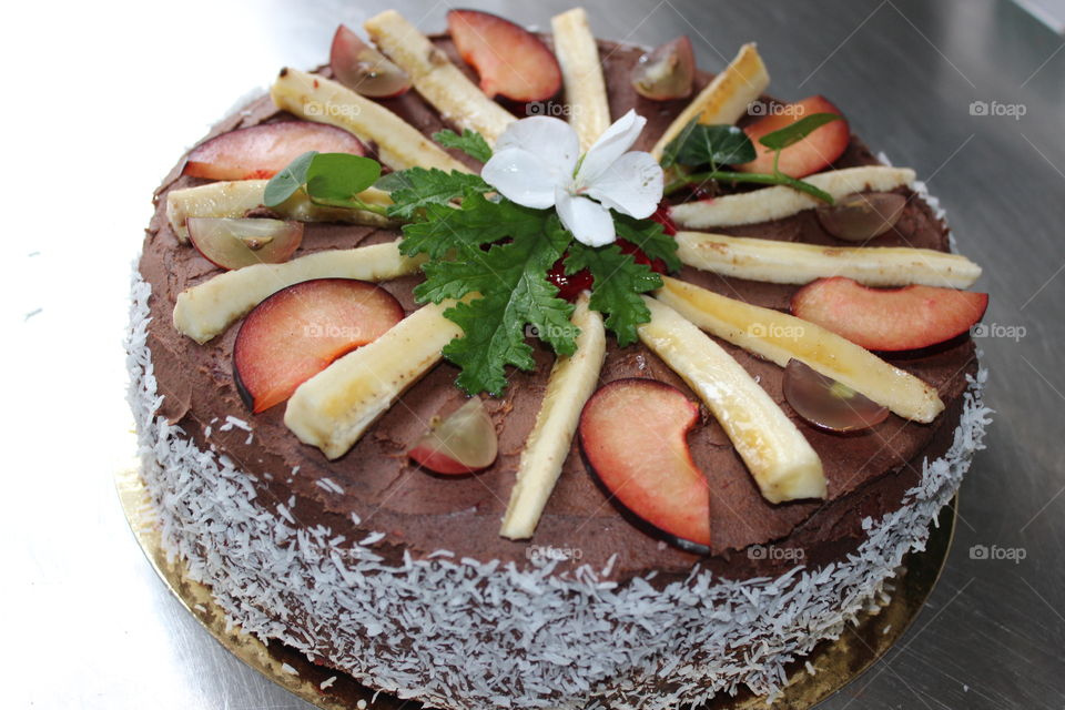 This Double chocolate cake with chocolate frosting was made for a vegan wedding in 2014.