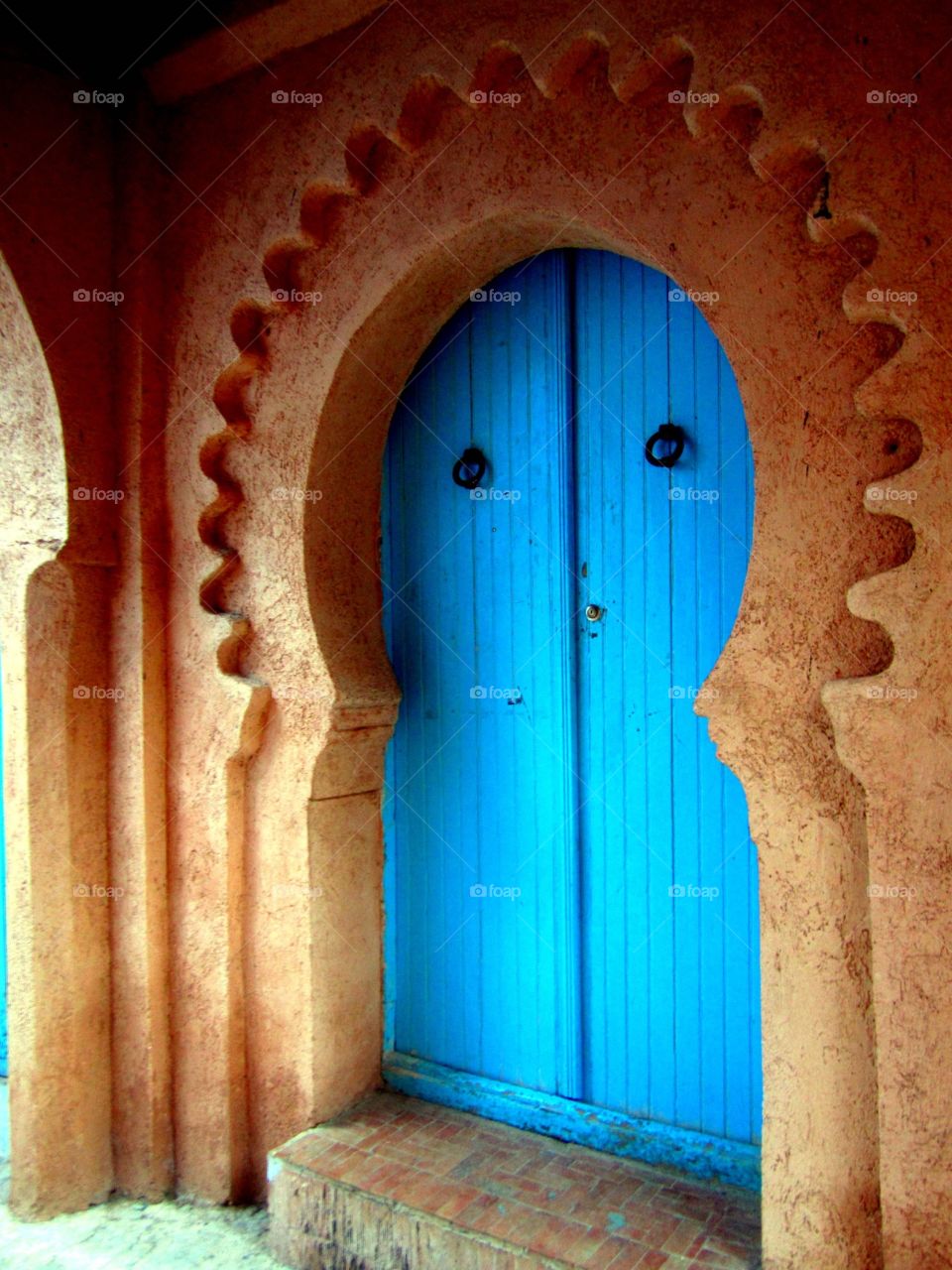 Close of blue closed door