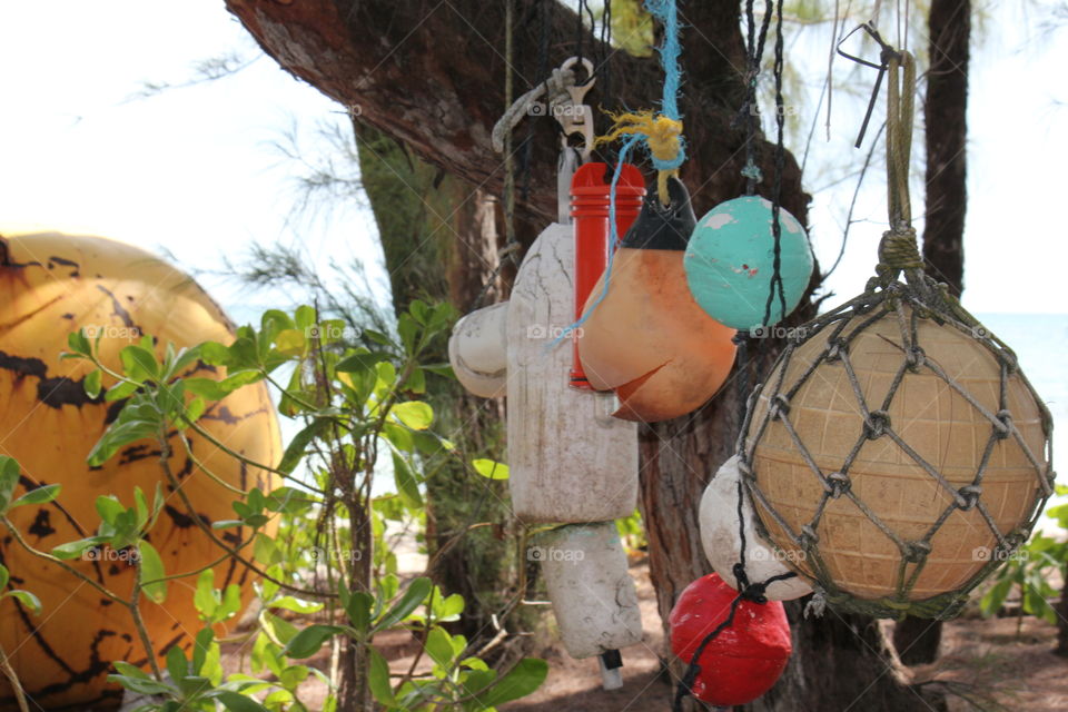 Buoys at the brag as nautical decoration