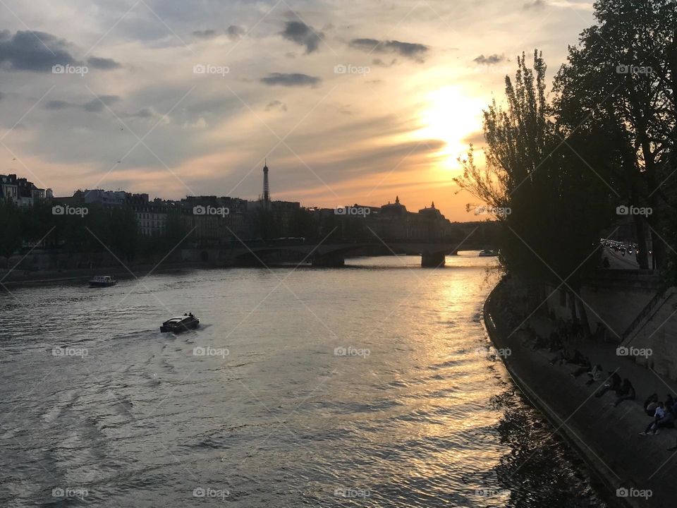 Riverside Paris sunset 
