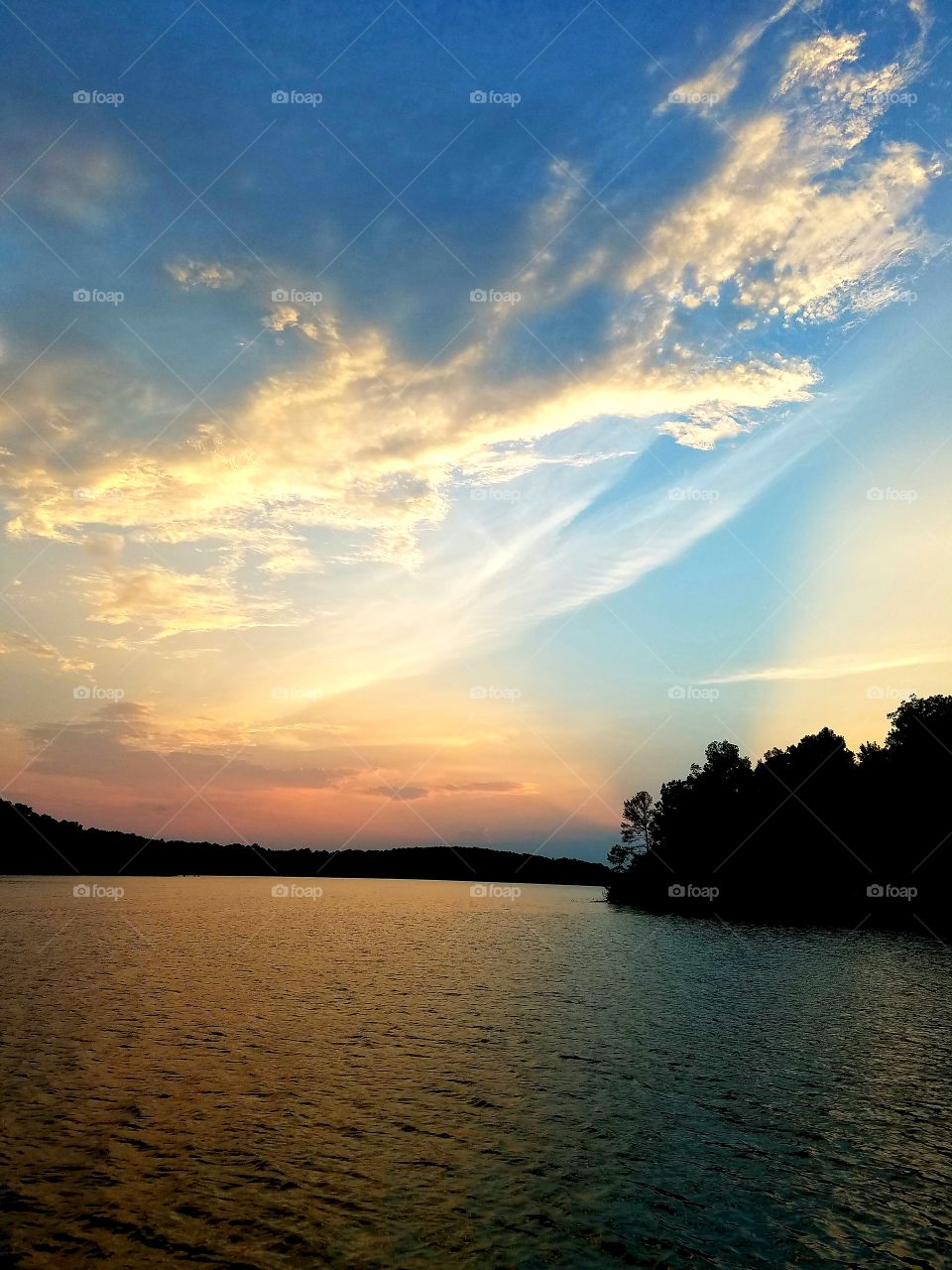 sunset over lake