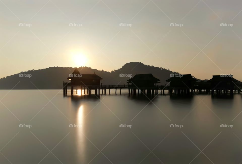 cabines in the sea in Pangkor Island