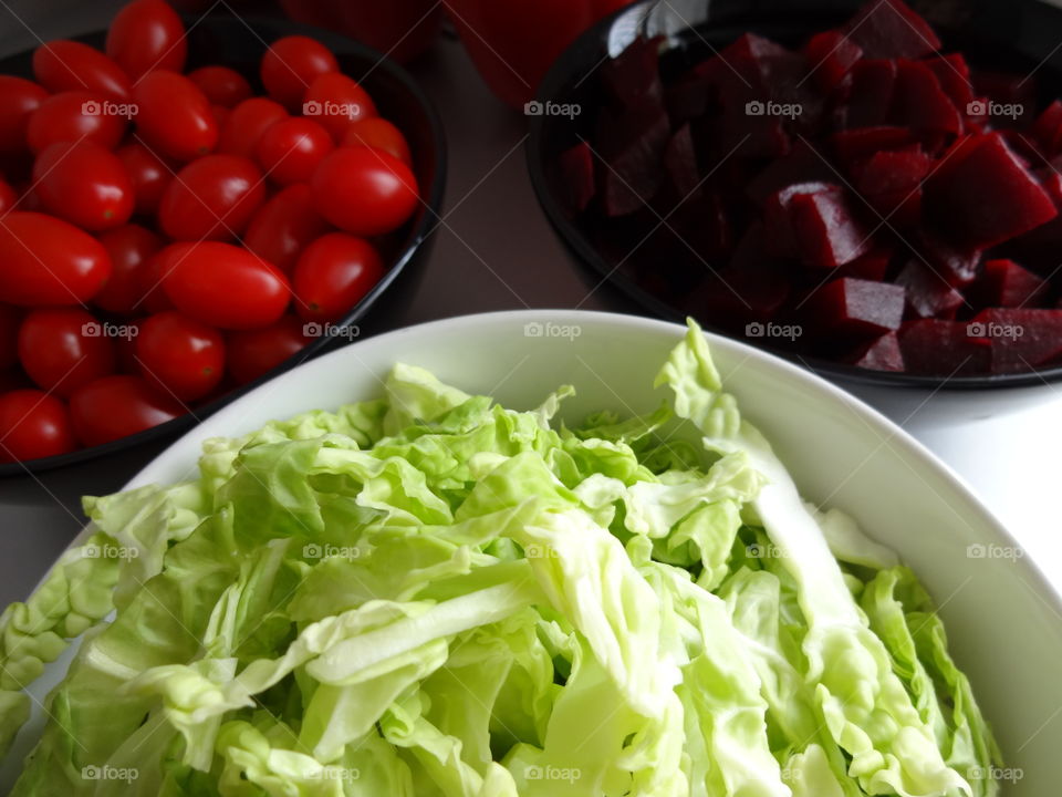 Fresh and colorful salad ingredients