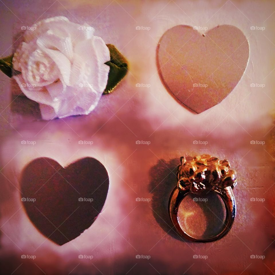 hearts flower and ring