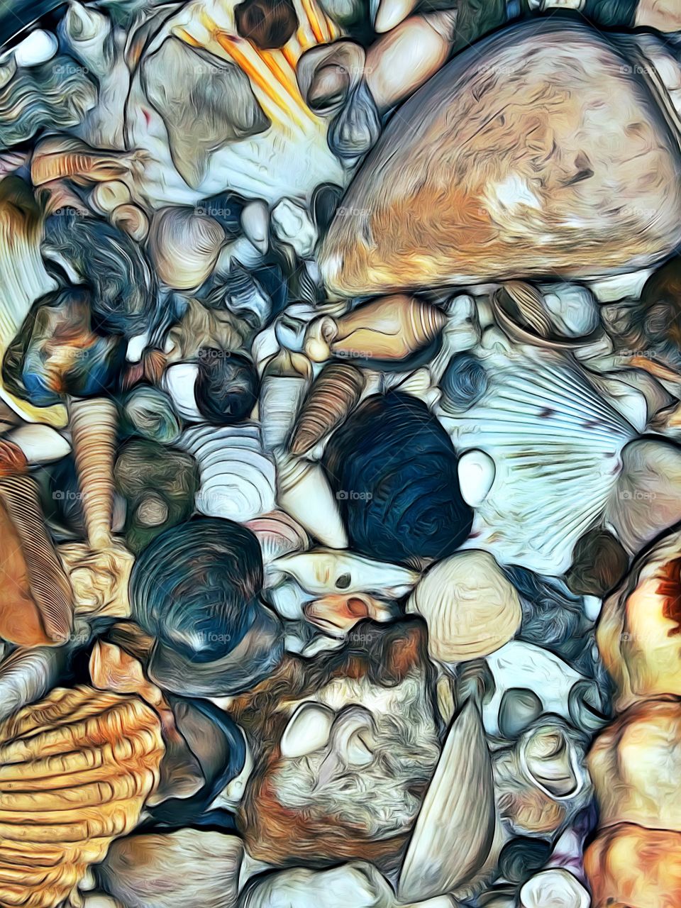 blurred seashell art closeup