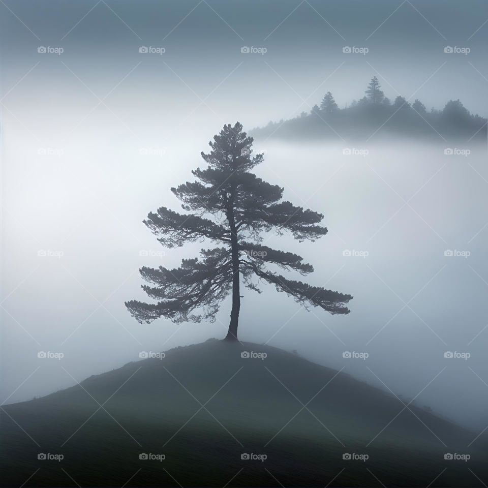alone tree sitting on top of a hill